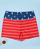 Yellow Bee Striped & Stars Printed Shorts - Red