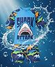 Yellow Bee Half Raglan Sleeves Sharks Printed Coordinating Tee & Shorts Set - Blue