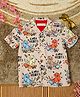 The Lion and the Fish Viscose Half Sleeves Dinosaurs Printed Shirt - Cream