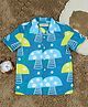 The Lion and the Fish Viscose Half Sleeves Mushrooms Printed Shirt - Teal