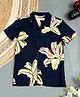 The Lion and the Fish Viscose Half Sleeves Floral Printed Shirt - Navy Blue