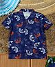 The Lion and the Fish Viscose Half Sleeves Floral Printed Shirt - Navy Blue