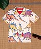 The Lion and the Fish Viscose Half Sleeves Dinosaurs Printed Shirt - Peach & Mauve