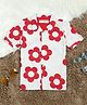 The Lion and the Fish Viscose Half Sleeves Floral Printed Shirt - Hibiscus Red