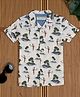 The Lion and the Fish Half Sleeves Beach Theme & Bird Printed Shirt - Off White