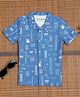 The Lion and the Fish Half Sleeves Fish & Floral Printed Shirt - Cloud Blue