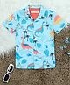 The Lion and the Fish Half Sleeves Dinosaur Printed Shirt - Blue