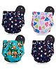 Devico Leakage Proof Reusable Cloth Diaper With 5 Layer High absorbent Pad Pack of 4- Black