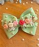 Little Tresses Bow Applique Detailed Floral Designed Pearls Embellished Alligator Hair Clip - Mint Green