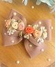 Little Tresses Floral Applique Detailed Pearls Embellished Hair Clip - Dusky Purple