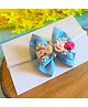 Little Tresses Floral Applique Detailed Pearls Embellished Headband - Light Blue