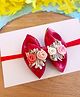 Little Tresses Bow & Floral Applique Detailed With Pearls Embellished Headband - Red