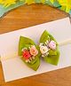 Little Tresses Bow & Floral Applique Detailed With Pearls Embellished Headband - Leaf Green