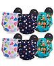 Devico Leakage Proof Reusable Cloth Diaper With 5 Layer High absorbent Pad Pack of 6- Black