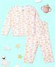 The Mom Store Cotton Knit Full Sleeves Moons & Clouds Printed Coordinating Tee & Pajama Set - White