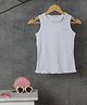PURPLE UNITED KIDS Cotton Sleeveless Brand Logo Designed Ribbed Top - White