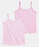 Plan B Cotton Pack Of 2 Sleeveless Striped & Solid Camisoles - Pink & Baby Pink