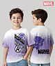 Pine Kids Marvel Single Jersey Knit Half Drop Shoulder Sleeves T-Shirt with Front & Back Black Panther Graphics & Badge Detailing - White & Purple