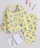 Knitting Doodles Pure Cotton Woven Full Sleeves Chess Pieces Printed Coordinating Night Suit Set - Yellow