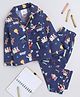 Knitting Doodles Pure Cotton Woven Full Sleeves Science Theme Printed Coordinating Shirt & Pajama Set - Dark Blue