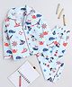 Knitting Doodles Pure Cotton Woven Full Sleeves Nautical Theme Printed Coordinating Shirt & Pajama Set - Blue