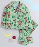 Knitting Doodles Pure Cotton Woven Full Sleeves Monkeys Printed Coordinating Shirt & Pajama Set - Green