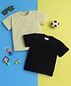 Knitting Doodles Pure Cotton Pack Of 2 Half Sleeves Solid Tees - Lemon & Black