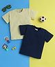 Knitting Doodles Pure Cotton Pack Of 2 Half Sleeves Solid Tees - Lemon & Navy Blue