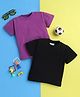 Knitting Doodles Pure Cotton Pack Of 2 Half Sleeves Solid Tees - Purple & Black