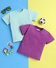 Knitting Doodles Pure Cotton Pack Of 2 Half Sleeves Solid Tees - Purple & Sea Green