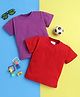 Knitting Doodles Pure Cotton Pack Of 2 Half Sleeves Solid Tees - Red & Purple
