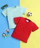 Knitting Doodles Pure Cotton Pack Of 2 Half Sleeves Solid Tees - Red & Sea Green