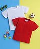 Knitting Doodles Pure Cotton Pack Of 2 Half Sleeves Solid Tees - Red & White