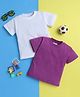 Knitting Doodles Pure Cotton Pack Of 2 Half Sleeves Solid Tees - White & Purple