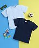 Knitting Doodles Pure Cotton Pack Of 2 Half Sleeves Solid Shirts - Light & Navy Blue