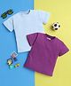 Knitting Doodles Pure Cotton Pack Of 2 Half Sleeves Solid Shirts - Light Blue & Purple