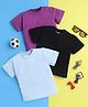 Knitting Doodles Pure Cotton Pack Of 3 Half Sleeves Solid Tees - Purple Black & Light Blue