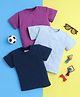 Knitting Doodles Pure Cotton Pack Of 3 Half Sleeves Solid Tees - Purple Navy & Light Blue