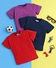Knitting Doodles Pure Cotton Pack Of 3 Half Sleeves Solid Tees - Red Navy Blue & Purple