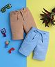 Knitting Doodles Pure Cotton Pack Of 2 Solid Shorts - Beige & Blue