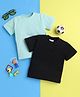 Knitting Doodles Pure Cotton Pack Of 2 Half Sleeves Solid Tees - Black & Sea Green