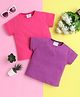 Knitting Doodles Pure Cotton Pack Of 2 Half Sleeves Solid Tees - Dark Pink & Purple