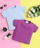 Knitting Doodles Pure Cotton Pack Of 2 Half Sleeves Solid Tees - Purple & Light Blue