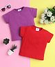Knitting Doodles Pure Cotton Pack Of 2 Half Sleeves Solid Tees - Purple & Red