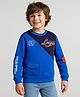 Arias Knit Full Sleeves Cotton Brushed Sweatshirt With Embroidery & HD Print - Blue
