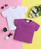 Knitting Doodles Pure Cotton Pack Of 2 Half Sleeves Solid Tees - White & Purple