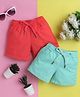 Knitting Doodles Pure Cotton Pack Of 2 Solid Shorts - Pink & Sea Green