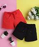 Knitting Doodles Pure Cotton Pack Of 2 Solid Shorts - Red & Black