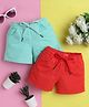 Knitting Doodles Pure Cotton Pack Of 2 Solid Shorts - Red & Sea Green