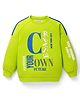 Arias Looper Knit Full Drop Shoulder Sleeves Cotton Brushed Sweatshirt With HD Text Print - Lime Green